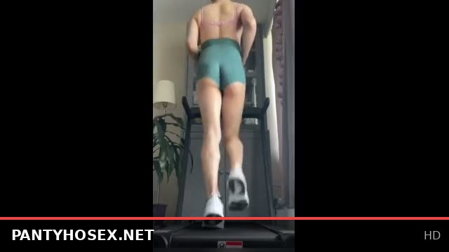 Tight Yoga Shorts and High-Cut Treadmill Workout Showing Off a Gym Ass Fetish