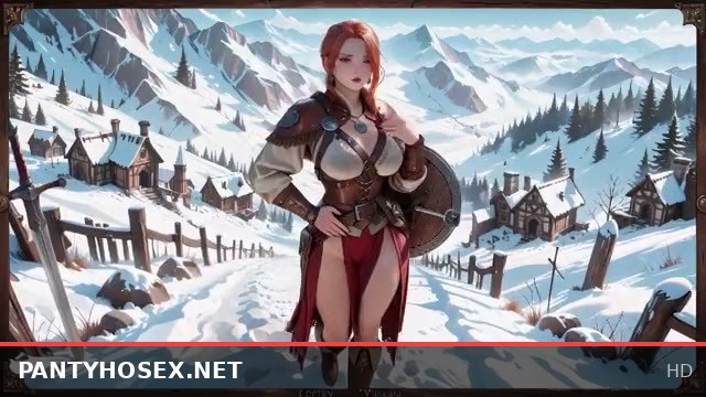 Redhead Warrior in Snowy Village: Cold Queen Unleashes Wild Passion in Leather Armor Seduction