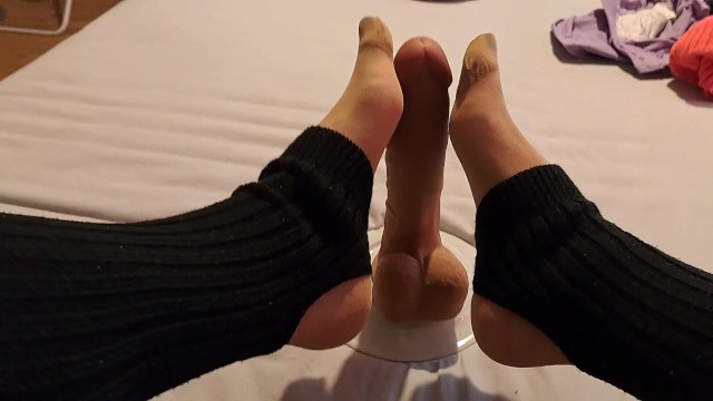 Transsexual Nylon Foot Fantasy with Dildo Pleasure