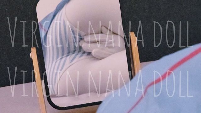 Cute schoolgirl pleasures herself in front of the mirror, flaunting her panties and ass