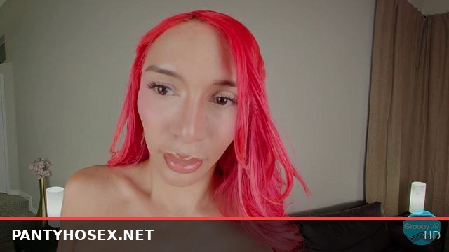 Tattooed Pink-Haired Trans Woman Delivers Intense Blowjob on Leather Couch in VR