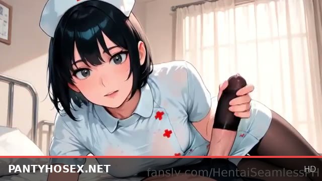 Hentai Nurse Delivers Intense Nylon Handjob and Blowjob in Seamless Pantyhose