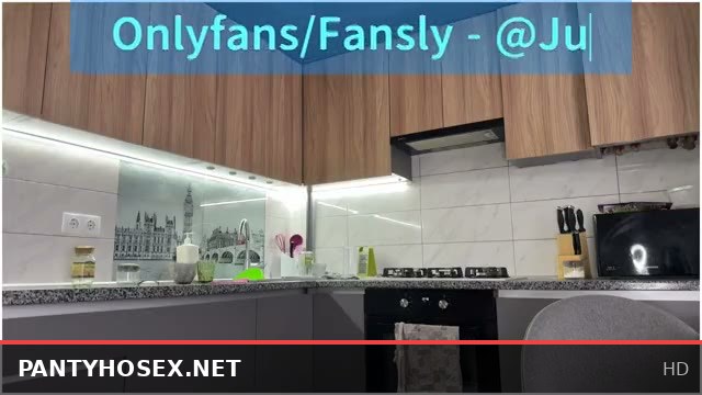 Hard squirting with a large black dildo in the kitchen