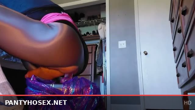 Lycralove7 Gets Taken by an Alien Dick in Shiny Spandex Pantyhose